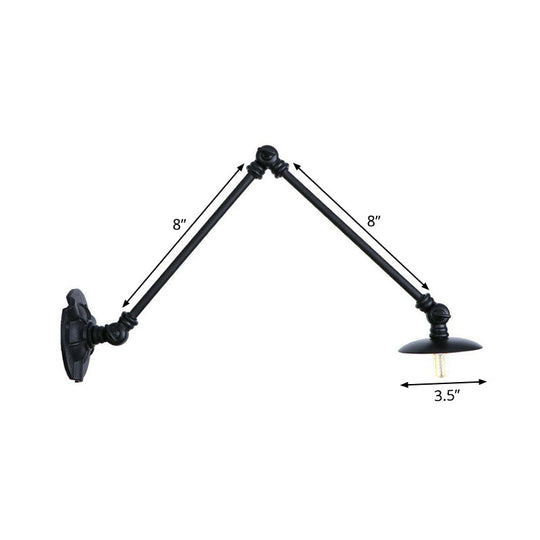 Adjustable 2-Arm Wall Light with Studio Task Lamp in Black, Various Length Options