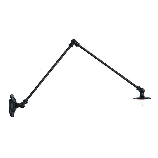 Adjustable 2-Arm Wall Light with Studio Task Lamp in Black, Various Length Options