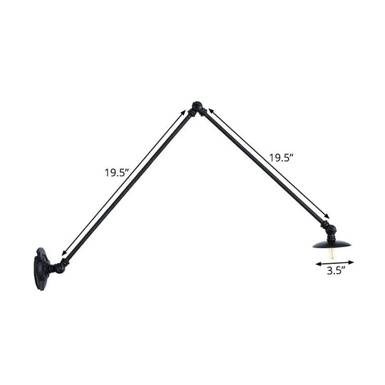 Adjustable 2-Arm Wall Light with Studio Task Lamp in Black, Various Length Options