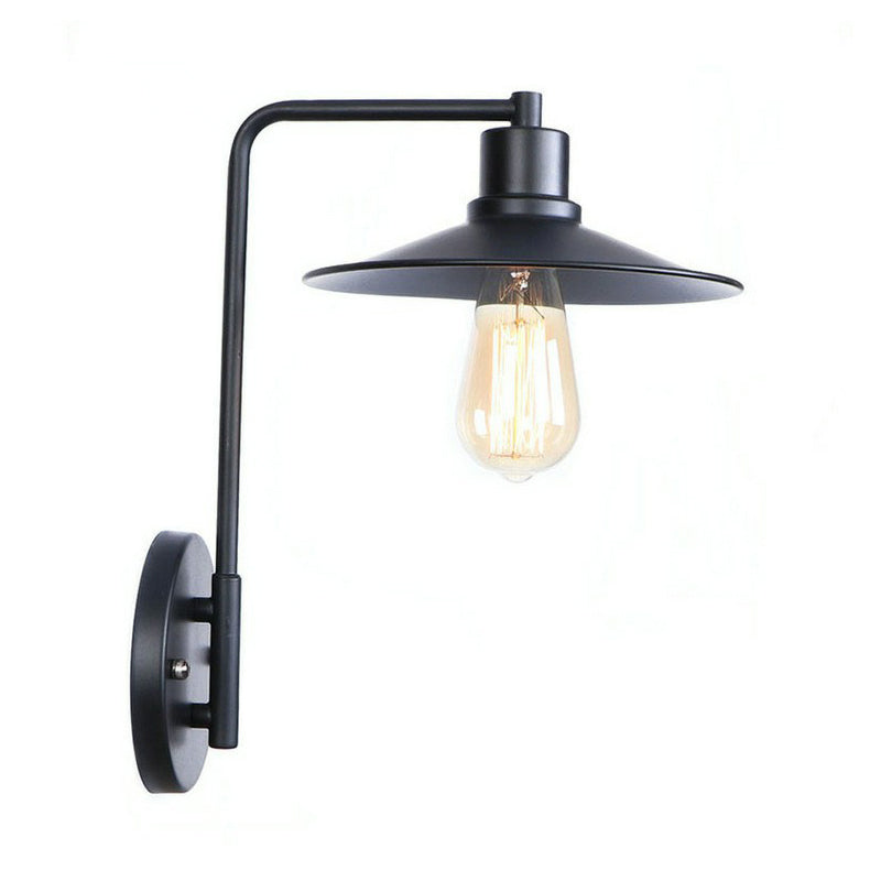 Modern Black/White Square Arm Wall Light with Iron Fixture, Cone/Flared/Scalloped Shade for Bedside
