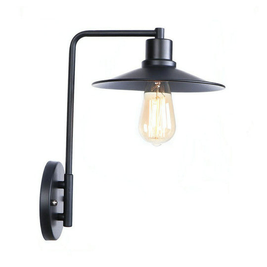 Modern Black/White Square Arm Wall Light with Iron Fixture, Cone/Flared/Scalloped Shade for Bedside