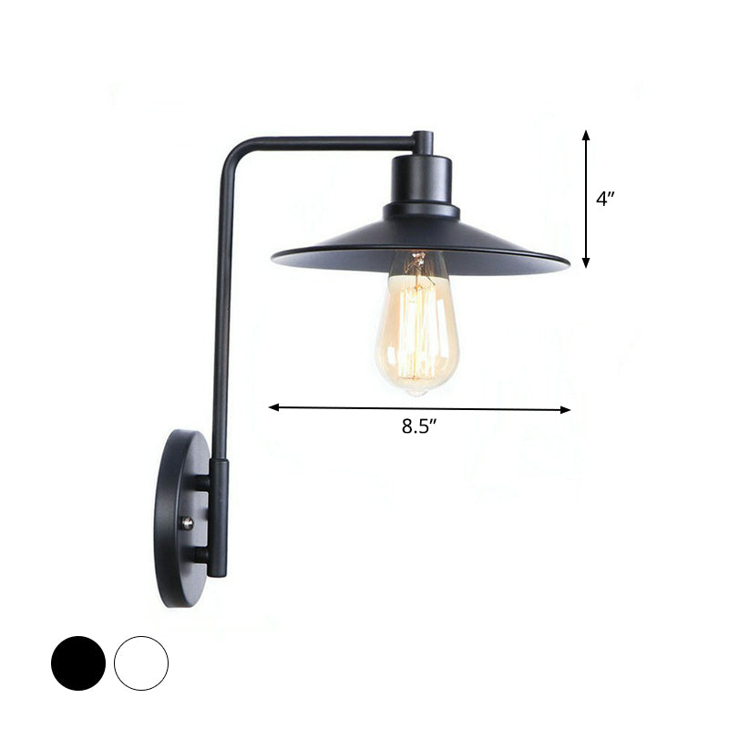 Modern Black/White Square Arm Wall Light with Iron Fixture, Cone/Flared/Scalloped Shade for Bedside