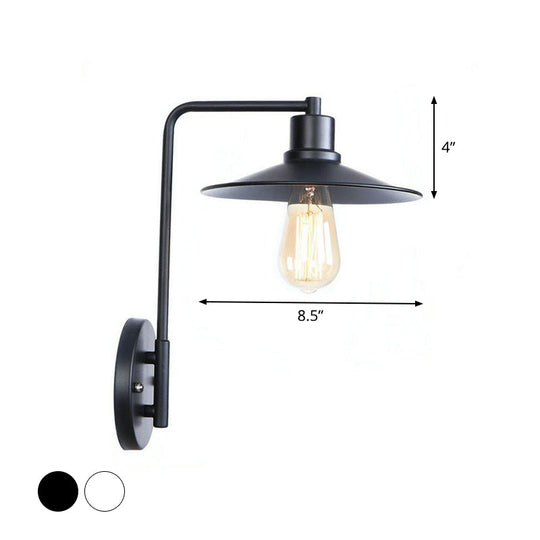 Modern Black/White Square Arm Wall Light with Iron Fixture, Cone/Flared/Scalloped Shade for Bedside