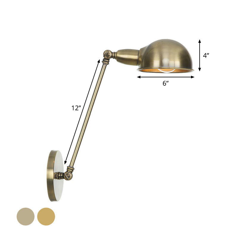 Vintage Brass/Bronze Swivel Shade Wall Light - 1 Head Study Room Lighting Ideas, 8"/12" Width
