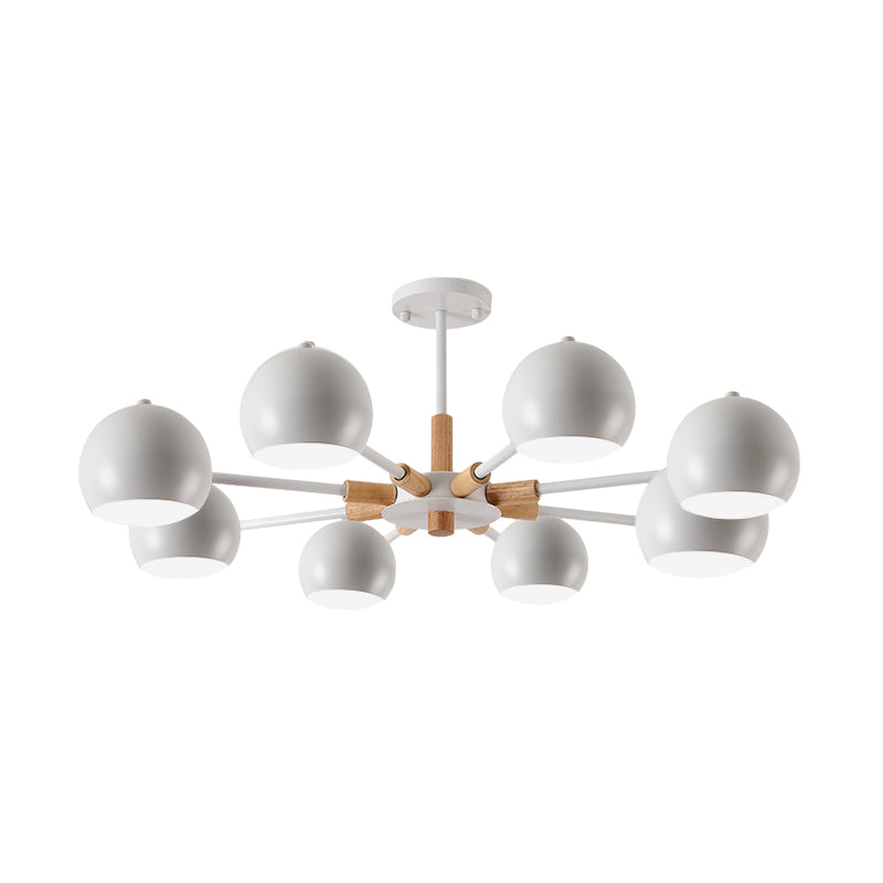 8-Light Modern Metal Spherical Hanging Lamp Chandelier for Living Room