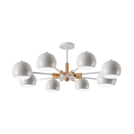 8-Light Modern Metal Spherical Hanging Lamp Chandelier for Living Room