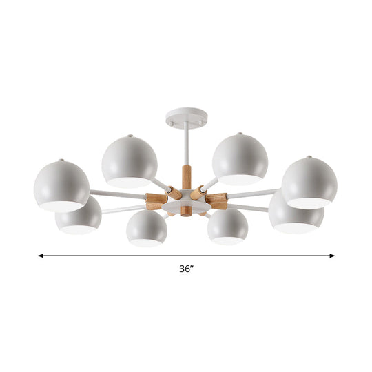8-Light Modern Metal Spherical Hanging Lamp Chandelier for Living Room