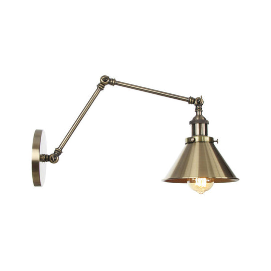 6"/8" L 2-Joint Swing Arm Wall Light Industrial Lamp w/ Cone Shade - Bronze/Copper