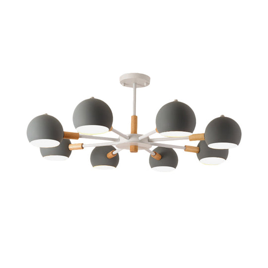 8-Light Modern Metal Spherical Hanging Lamp Chandelier for Living Room