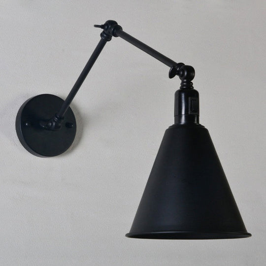 Retro Black Iron Wall Lamp with Adjustable Arm - Single-Bulb Wall Mount Light Fixture