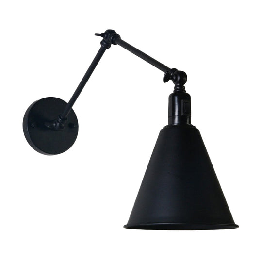 Retro Black Iron Wall Lamp with Adjustable Arm - Single-Bulb Wall Mount Light Fixture