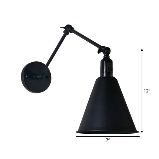 Retro Black Iron Wall Lamp with Adjustable Arm - Single-Bulb Wall Mount Light Fixture