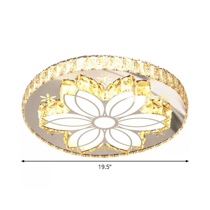 Contemporary Stainless-Steel LED Flush Mount Ceiling Light with Spiral Flower Design - Bedroom Lighting Fixture