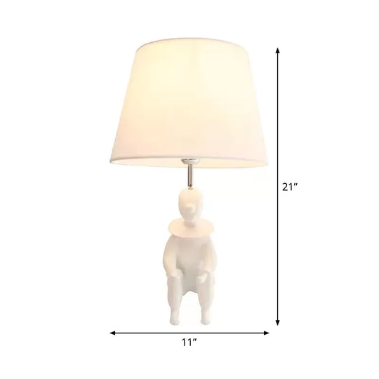 Modern Resin Sitting People Desk Lamp with Tapered Shade - 1 Bulb Desk Light for Kitchen