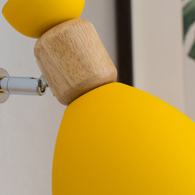 Dome-Shaped Metallic & Wooden Macaroon Wall Sconce Light for Kids' Bedroom