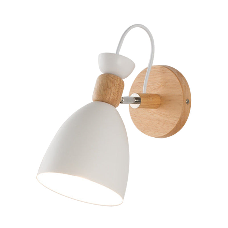 Dome-Shaped Metallic & Wooden Macaroon Wall Sconce Light for Kids' Bedroom