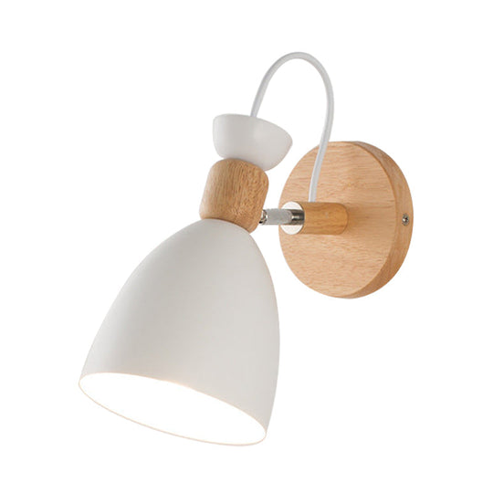 Dome-Shaped Metallic & Wooden Macaroon Wall Sconce Light for Kids' Bedroom