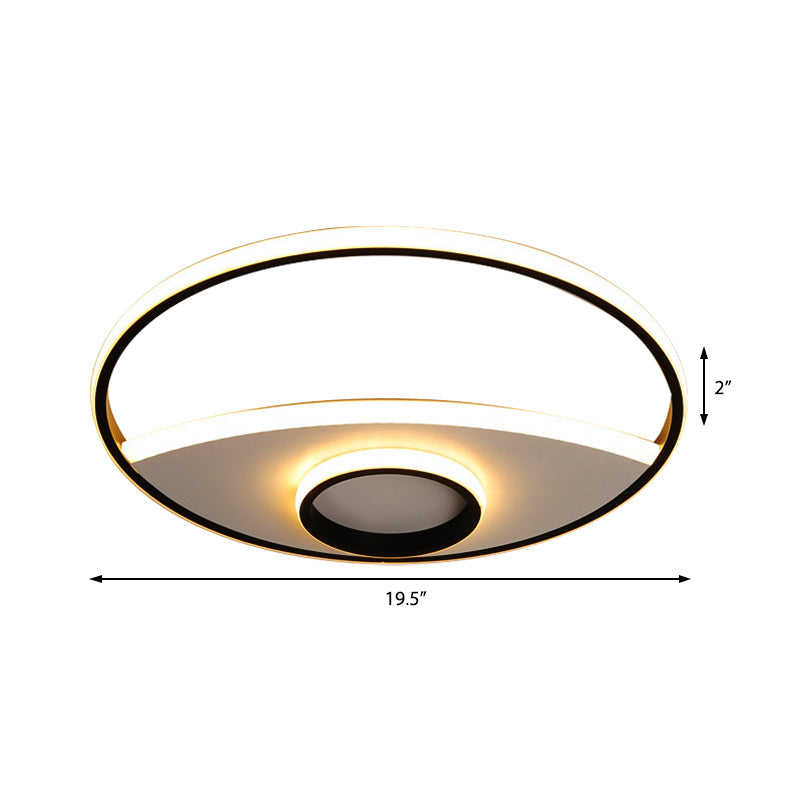 Modern Silver Circle Ceiling Fixture: Acrylic Flushmount Lights in Warm/White – 16"/19.5"/23.5
