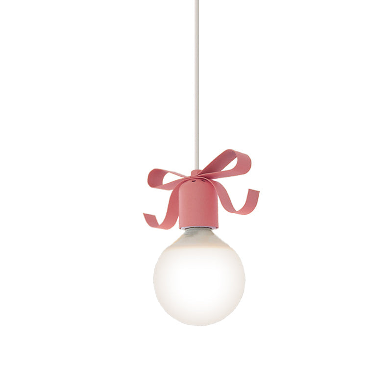 Kids Metal Pendant Light: 1-Head Open Bulb Design for Kitchen & Corridor