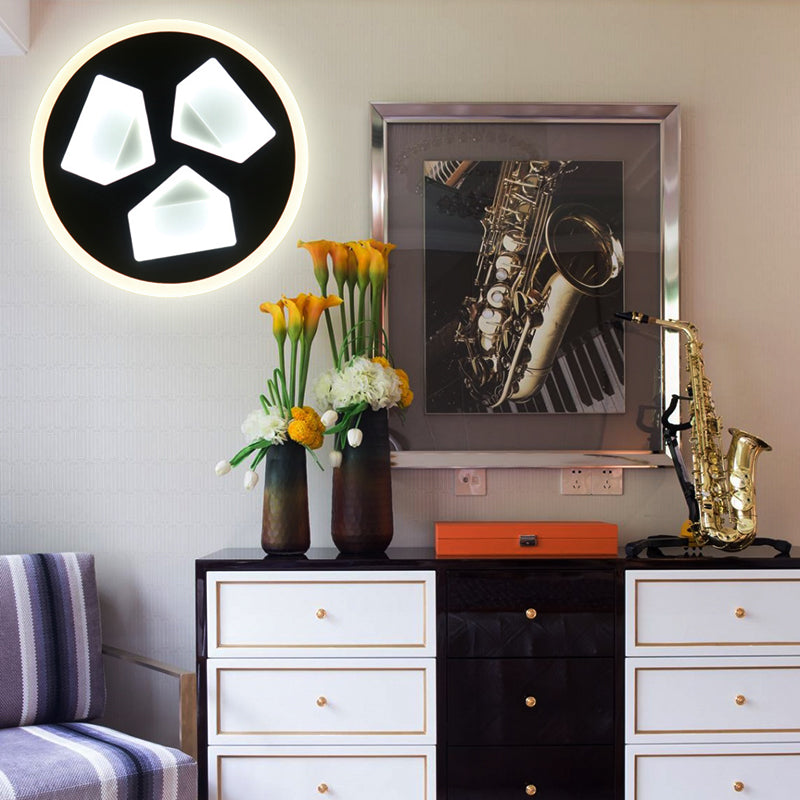 Contemporary Black Dining Room Circle LED Wall Sconce in Acrylic