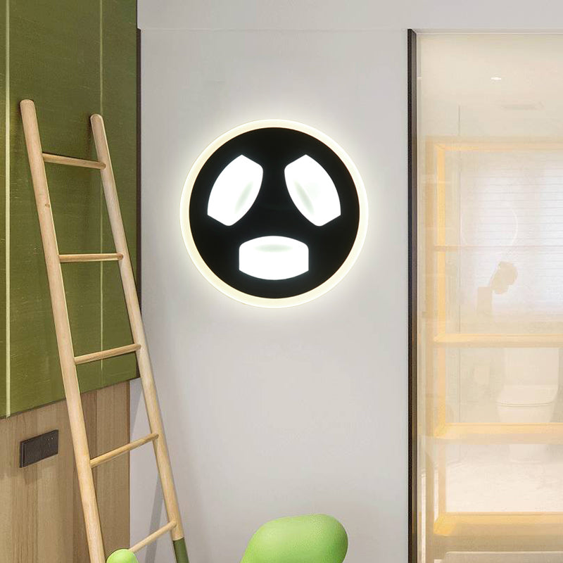 Contemporary Black Dining Room Circle LED Wall Sconce in Acrylic