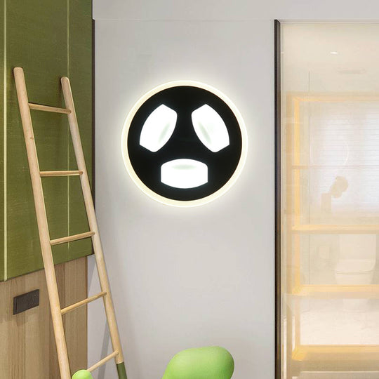 Contemporary Black Dining Room Circle LED Wall Sconce in Acrylic