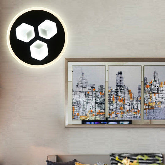 Contemporary Black Dining Room Circle LED Wall Sconce in Acrylic