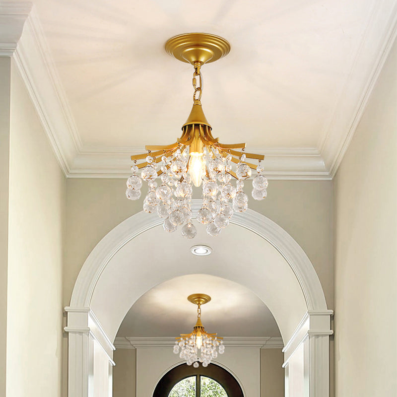 Crystal Drops Single Bulb Metal Chandelier - Elegant Lighting Solution