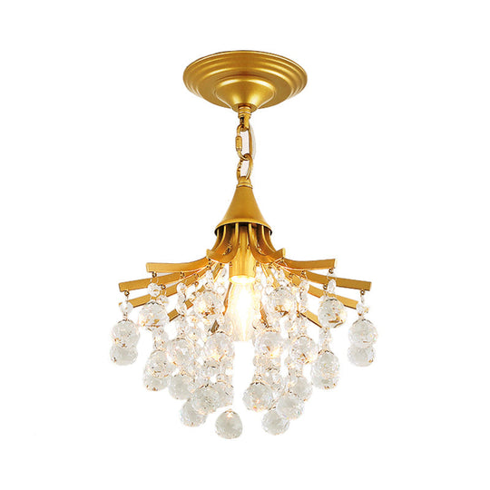 Crystal Drops Single Bulb Metal Chandelier - Elegant Lighting Solution