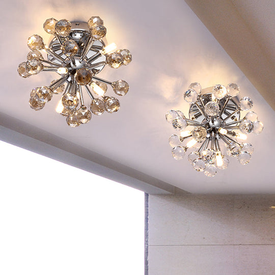 Chrome Sputnik Flushmount Crystal Ball Ceiling Light