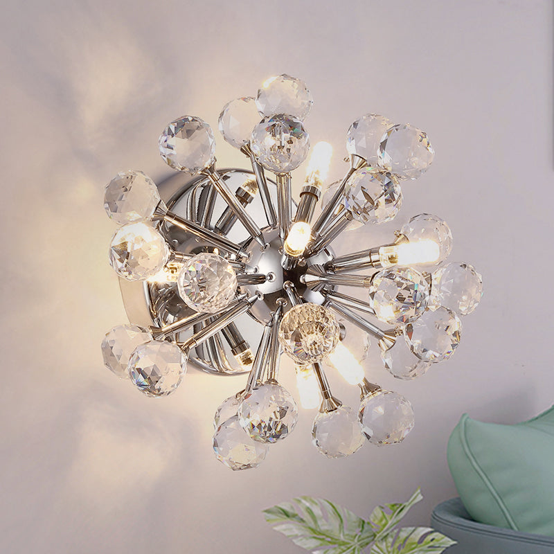 Chrome Sputnik Flushmount Crystal Ball Ceiling Light