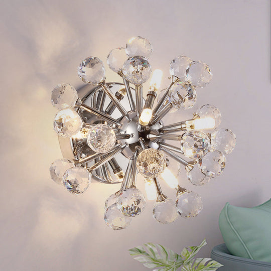 Chrome Sputnik Flushmount Crystal Ball Ceiling Light