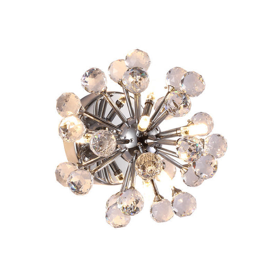 Chrome Sputnik Flushmount Crystal Ball Ceiling Light