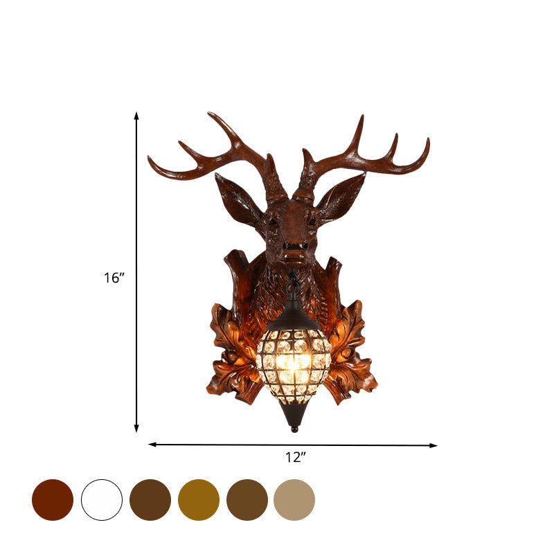 Metal Deer Wall Sconce with Crystal Mesh Cone Shade - Traditional Wall Light