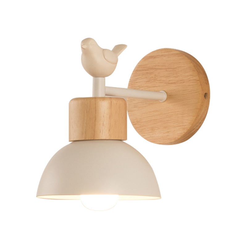 Nordic Style Bird Wall Sconce Light for Kid's Bedroom – Metal & Wood Design