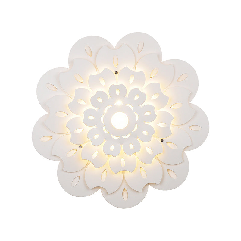 Pretty White Floral LED Wall Lamp for Kids' Bedrooms