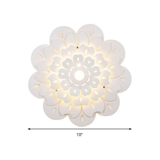 Pretty White Floral LED Wall Lamp for Kids' Bedrooms