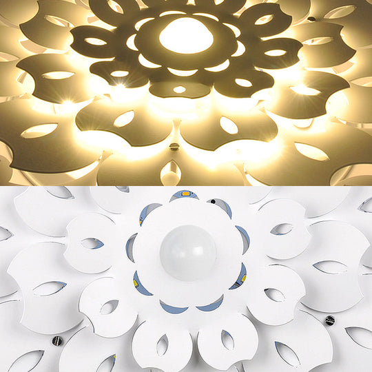 Pretty White Floral LED Wall Lamp for Kids' Bedrooms