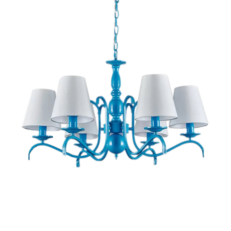 Nautical Blue Pendant Chandelier with Six Bucket Lights – Ideal for Living Room Décor