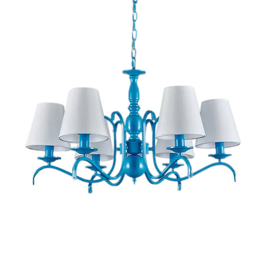 Nautical Blue Pendant Chandelier with Six Bucket Lights – Ideal for Living Room Décor