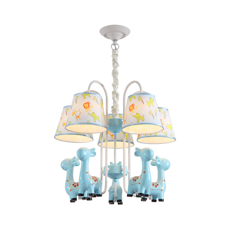 Giraffe Cartoon Chandelier - Colorful Candy Resin Hanging Light for Study Room