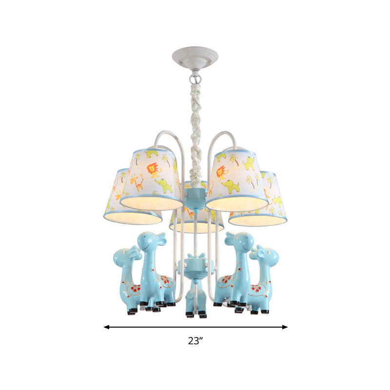 Giraffe Cartoon Chandelier - Colorful Candy Resin Hanging Light for Study Room