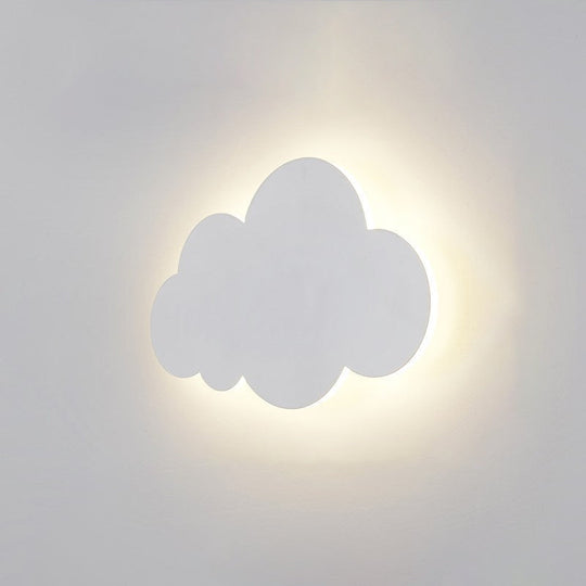 Kids Bedroom LED Wall Sconce - Plastic Cloud Design, Slim & Modern, White