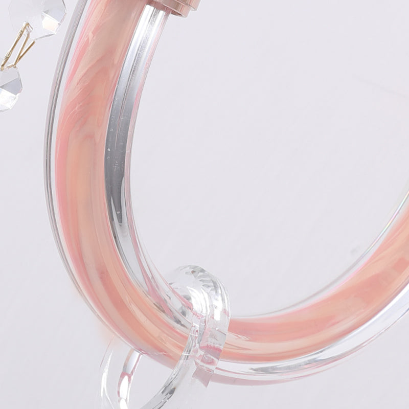 Pink Crystal Wall Lamp: Traditional Metal Sconce Light for Bathroom