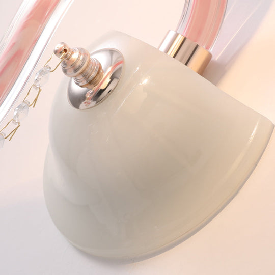 Pink Crystal Wall Lamp: Traditional Metal Sconce Light for Bathroom