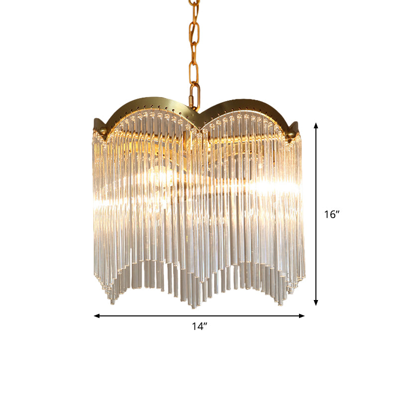 Modern Gold Ceiling Chandelier with Crystal Rod Shades - 3/6 Heads Kitchen Hanging Lamp