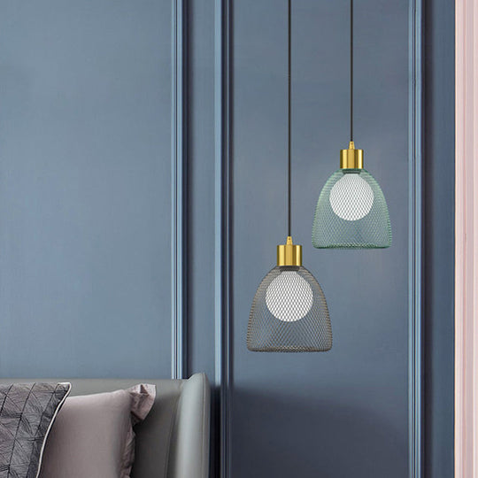 Modernist Metallic Bell Hanging Light Fixture with 1 Bulb - Black/White Pendant Lighting for Dining Room