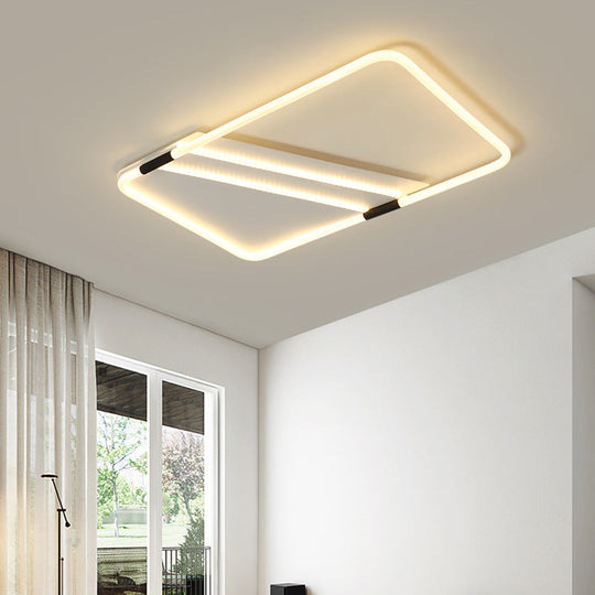 LED Ceiling Flush Light in White with Acrylic Shade - Rectangle/Round/Square, Warm/White Light
