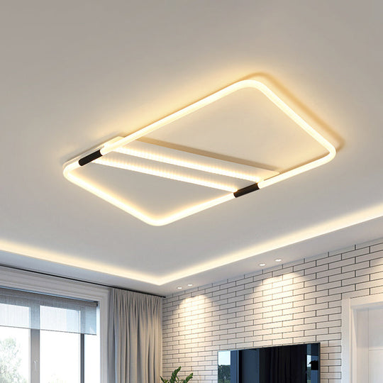 LED Ceiling Flush Light in White with Acrylic Shade - Rectangle/Round/Square, Warm/White Light