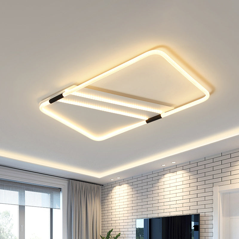 LED Ceiling Flush Light in White with Acrylic Shade - Rectangle/Round/Square, Warm/White Light